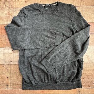 BOSS Fine Italian Yarn Crew Neck Lightweight Sweater LARGE Heather Gray
